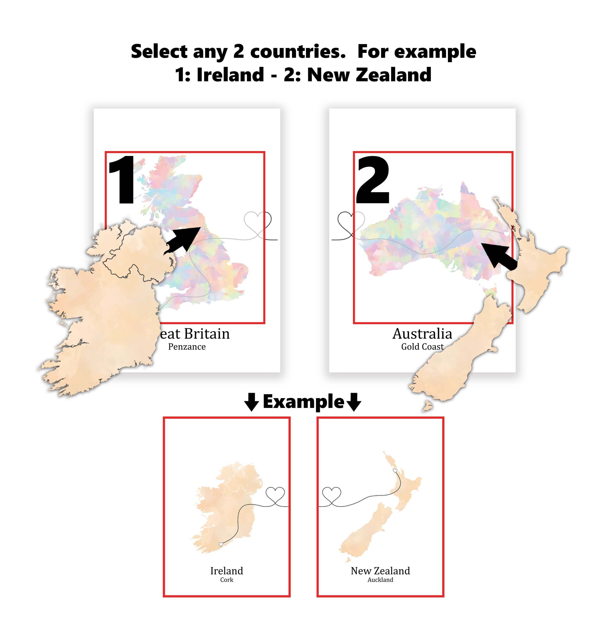Personalised two location Prints 2.0 - Custom Line