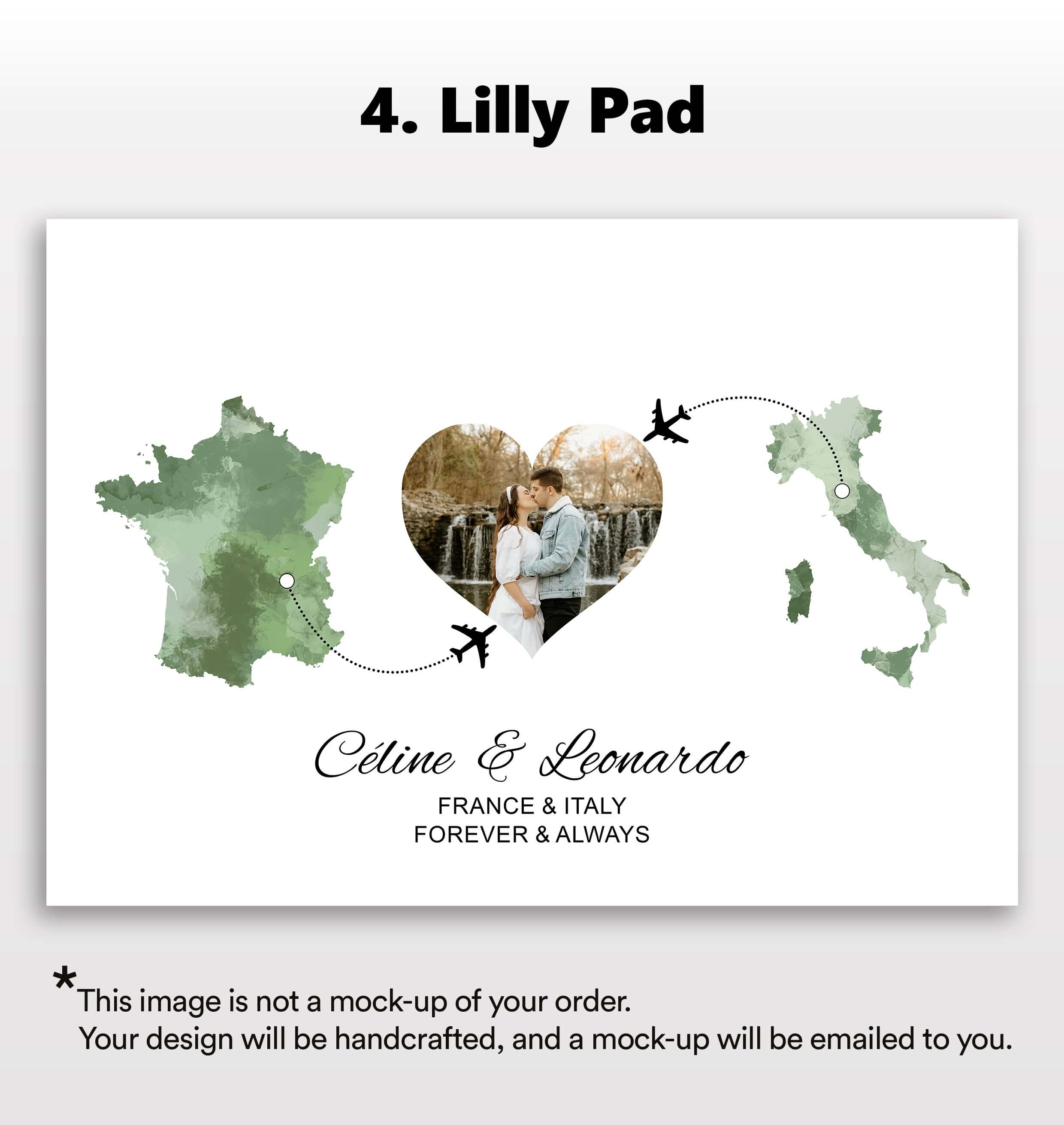 Personalised two location Print 2.0 - Heart Photo