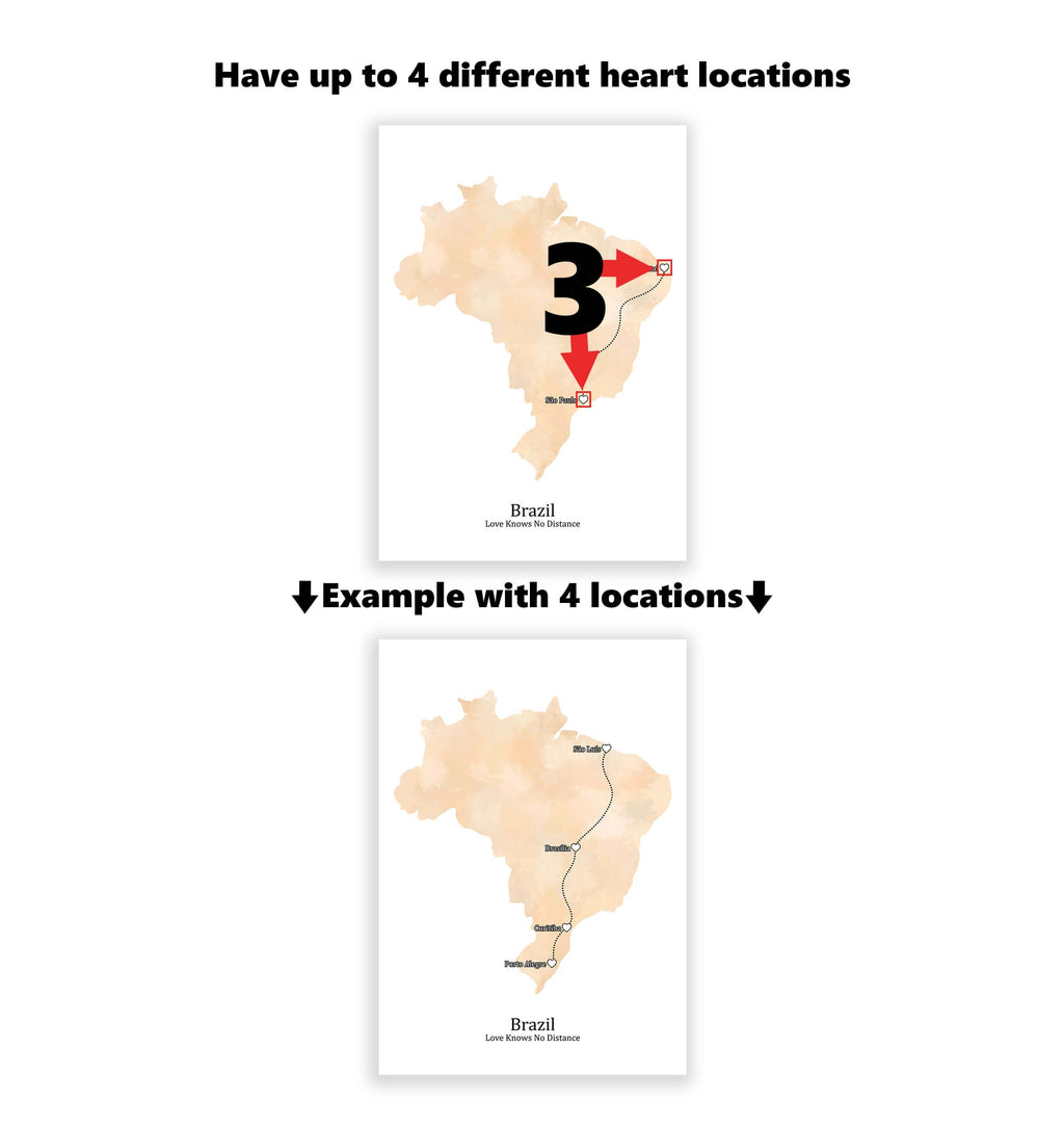 Personalised Portrait Two Location Print 2.0 - Custom Line