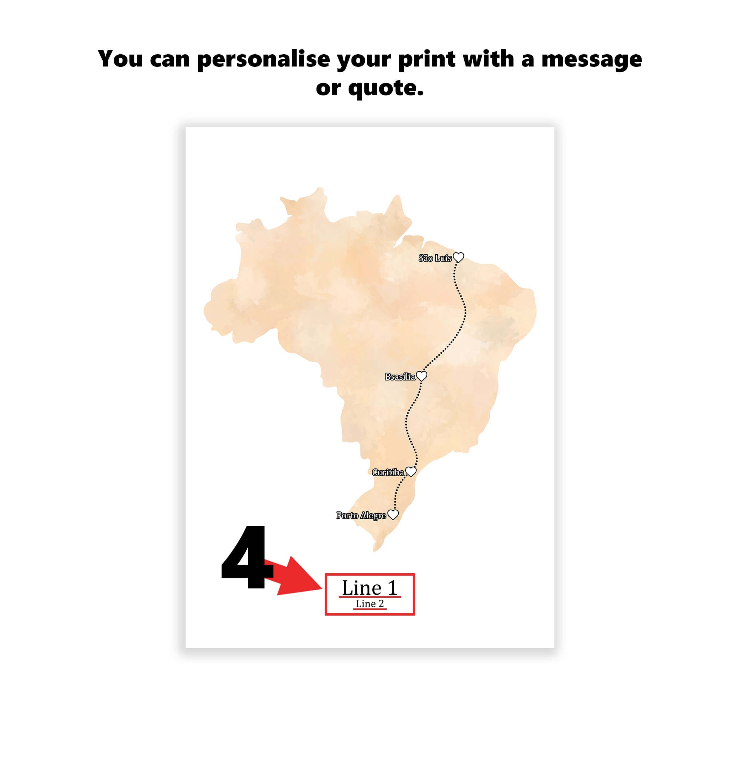 Personalised Portrait Two Location Print 2.0 - Custom Line