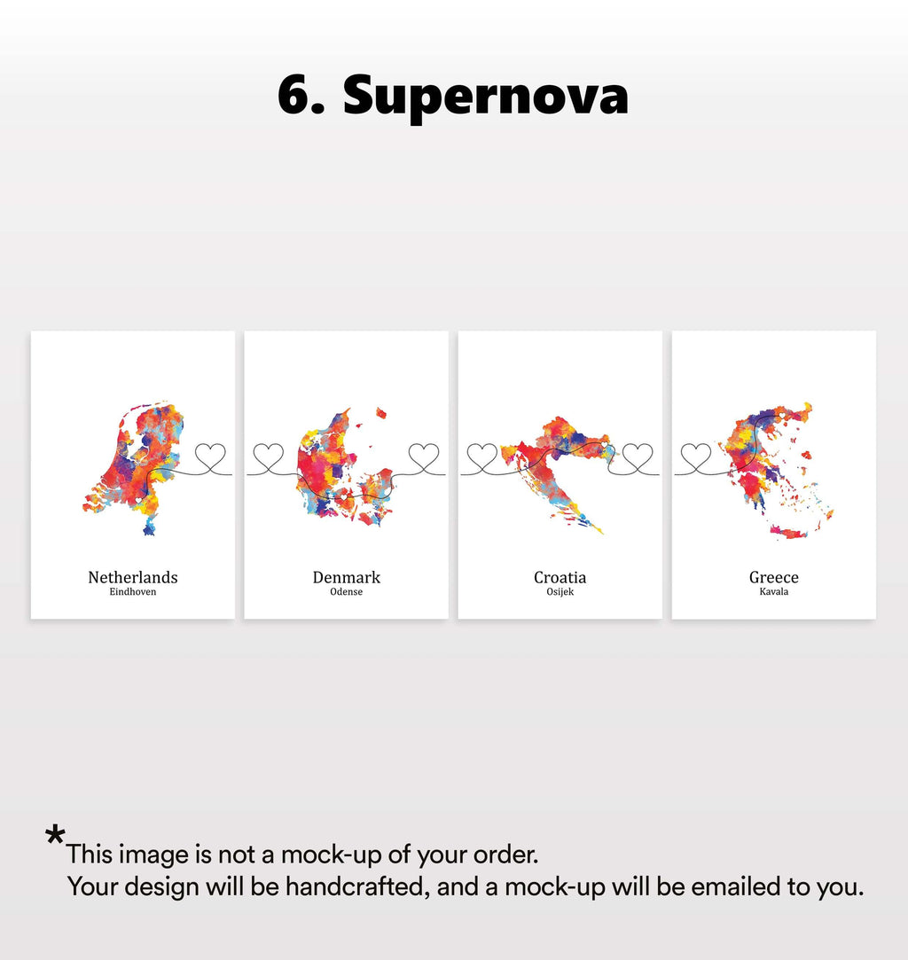 Personalised Four Location Prints 2.0 - Custom Line