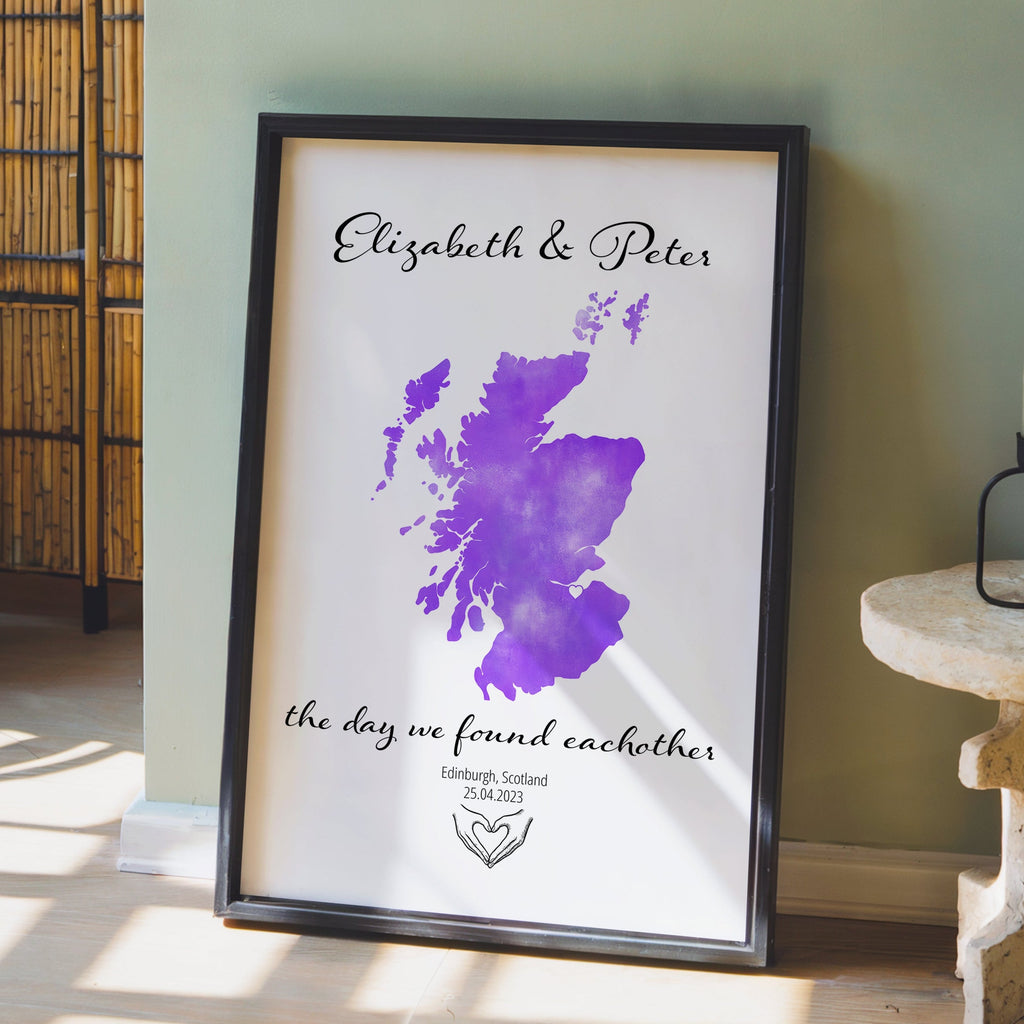 Personalized Where We Met Map Print - Any Country - Poster - Available In 8 Different Colours