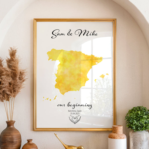 Personalized Where We Met Map Print - Any Country - Poster - Available In 8 Different Colours
