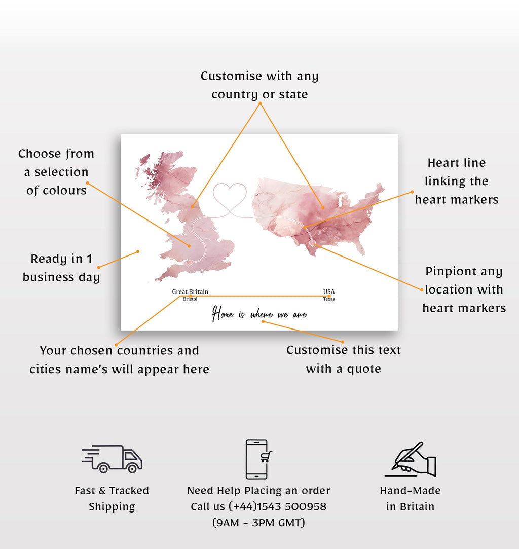 Personalised two location Print 2.0 - Marble Effect - Custom Line